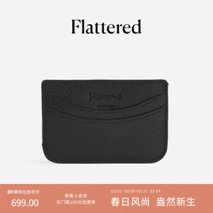 Flattered Bonnie女士牛皮手工缝制小方包卡包商务卡夹极简钱包