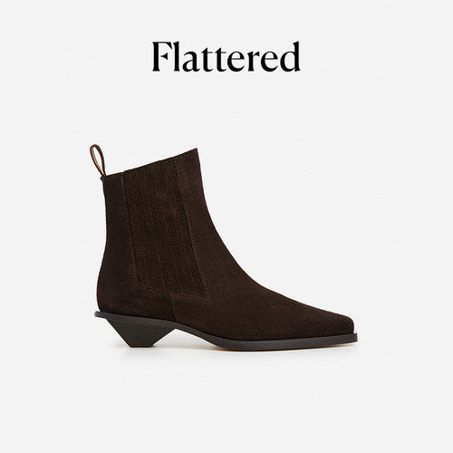 Flattered时尚设计感切尔西裸靴