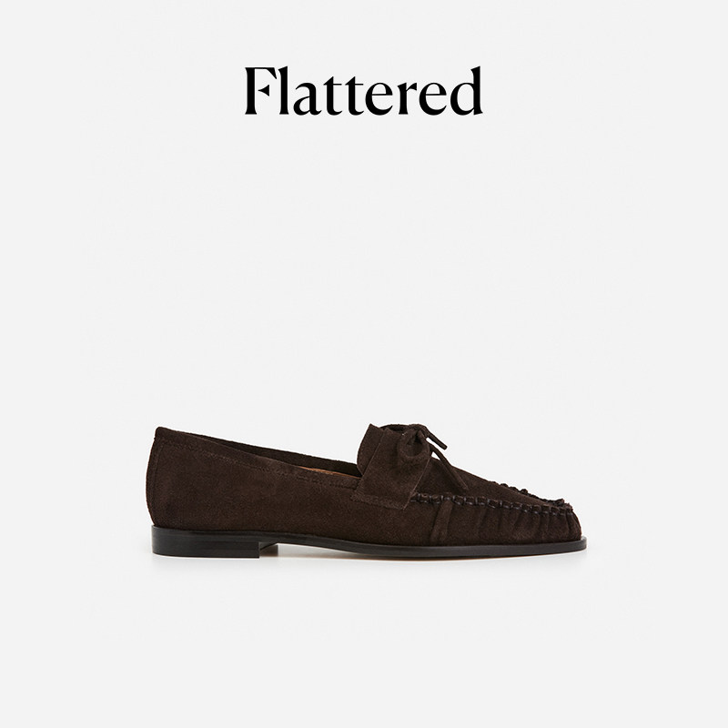 Flattered Dylan女士麂皮结饰褶皱一脚蹬乐福鞋平底单鞋2026新品 - 实物图