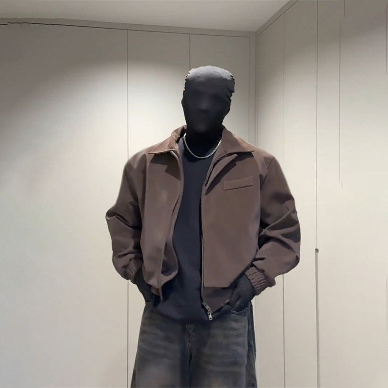 垫肩皮衣外套男款2026冬季美式复古翻领棒球服短款痞帅飞行员夹克