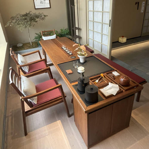 北美黑胡桃原木茶桌椅组合现代简约实木茶台办公室茶室泡茶桌茶几