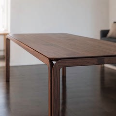 北美进口黑胡桃原木餐桌北欧长方形简约纯全实木饭桌子设计师茶桌