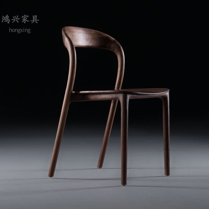 北美黑胡桃木餐椅简约现代餐桌椅组合书桌椅意式靠背北欧餐椅实木