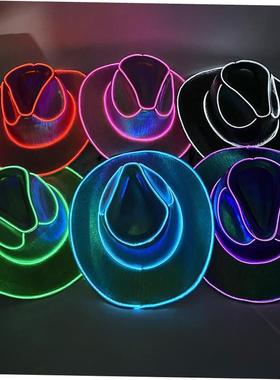 Wireless Disco Luminous Led Bride Cowgirl Hat Glowing Light
