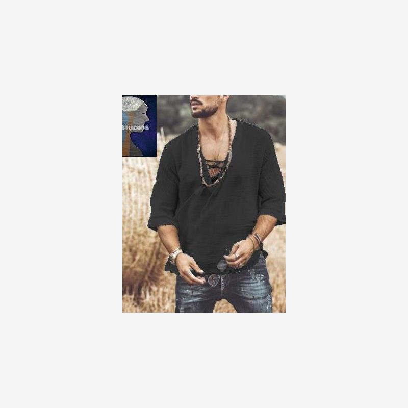 MeNSHirt男宽松大V领抽