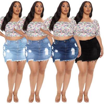 XL-5XL women jeans skirt plus size irregular fat lady skirt