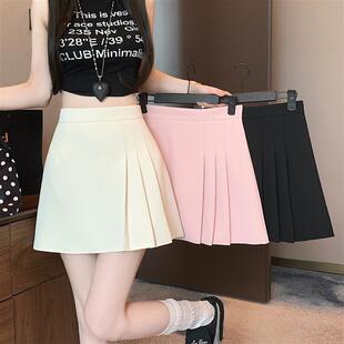 设计感半身裙女高腰韩版显瘦a字裙不规则短款百褶裙百搭跳舞裙子