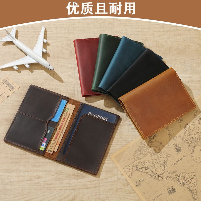 休闲复古头层牛皮RFID防盗真皮护照钱包一体旅行出差高颜值护照夹图片
