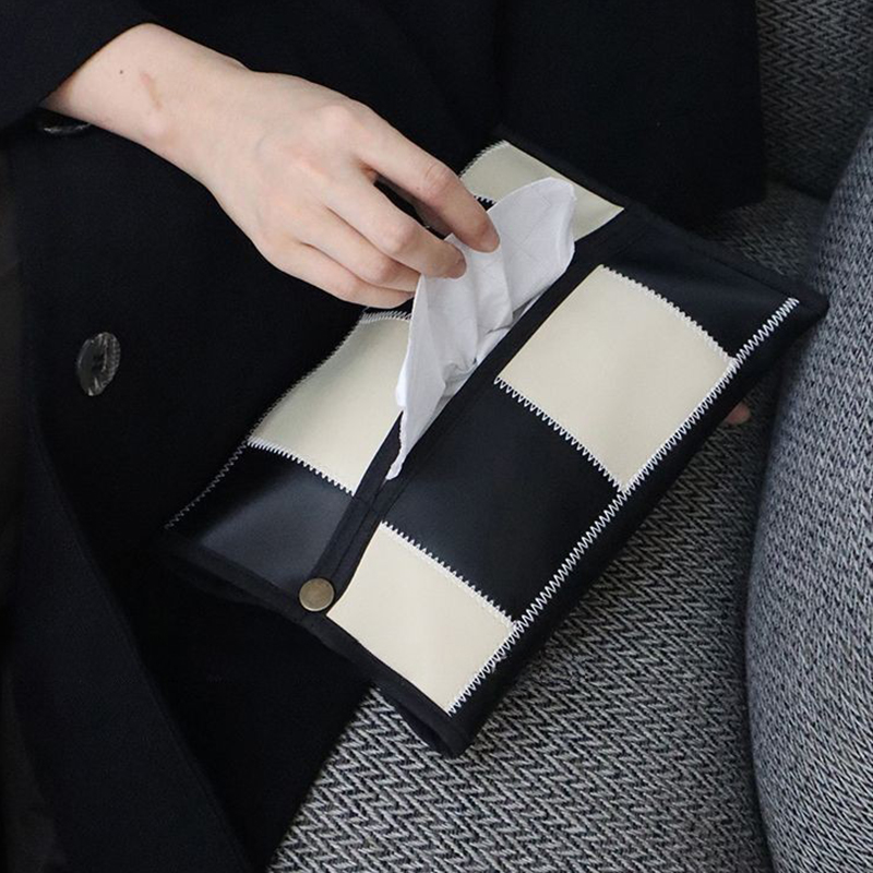 輕奢原創車載皮質紙巾套抽紙盒