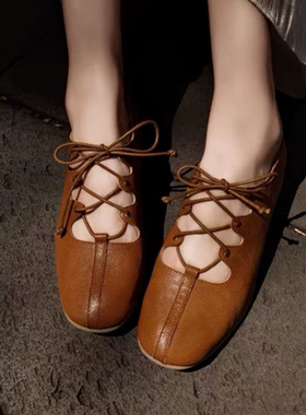 断码特价，头层羊皮文艺复古设计师款单鞋女h431