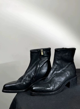 5厘米粗跟高定头层水洗马皮888-1