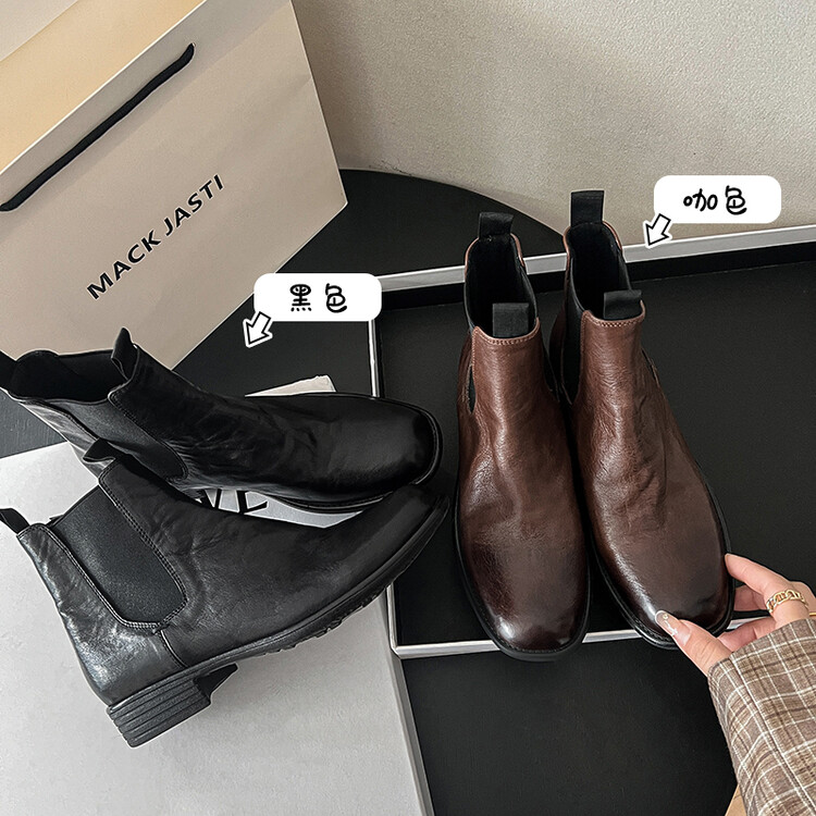 3厘米头层水洗马皮短靴切尔西女鞋靴8897