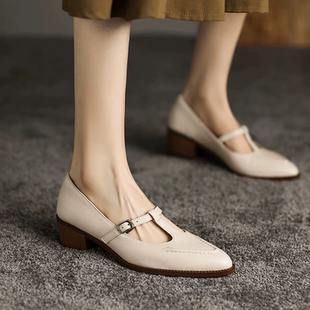 34-40码工厂断码福利，4厘米头层羊皮玛丽珍单鞋女1197