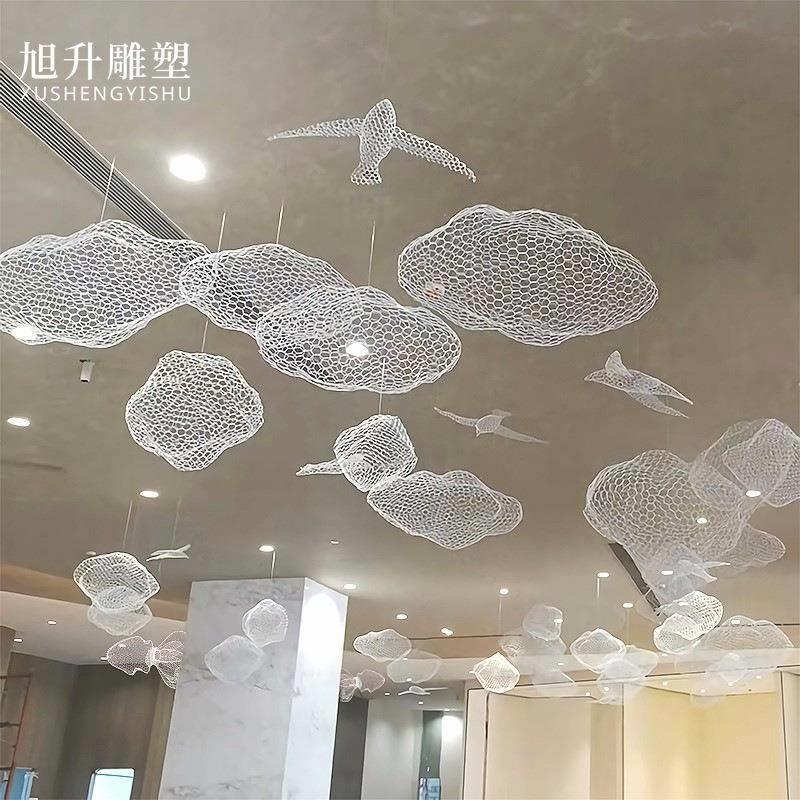 云朵飞鸟吊饰幼儿园商场店铺天花板空中吊顶装饰悬挂创意挂件挂饰