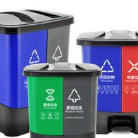 戶外腳踏加厚雙桶垃圾桶干濕分類上海辦公室家用廚房大小號垃圾箱