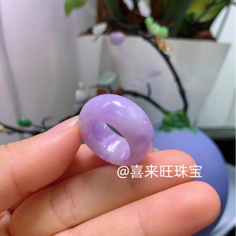 冰种紫罗兰淡紫浅紫玉石戒指指环