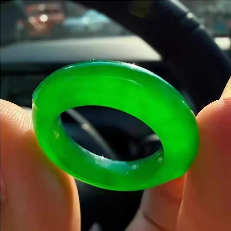 冰种帝王绿辣绿阳绿玉石戒指指环