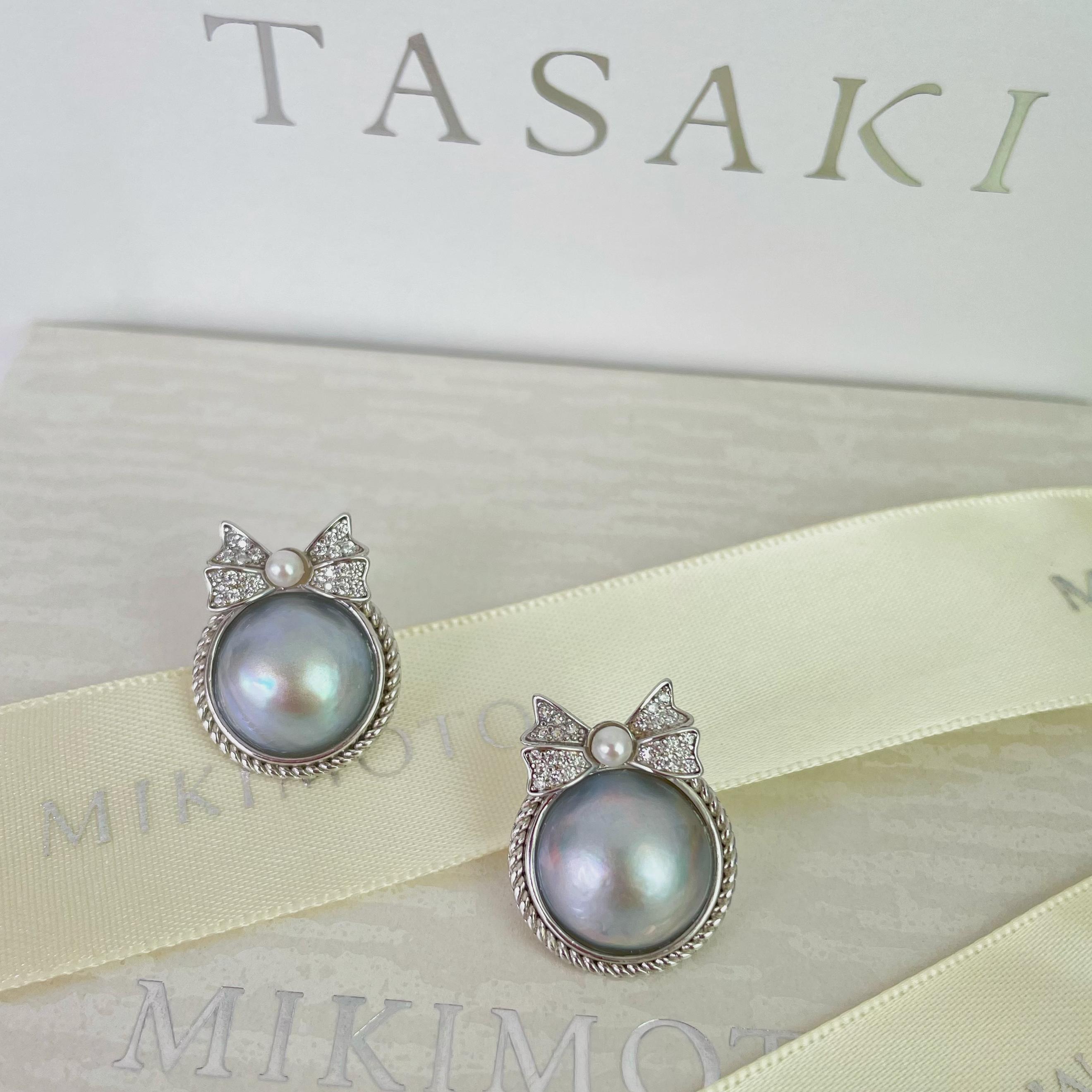 在逃公主海水马贝蝴蝶结纯银耳钉