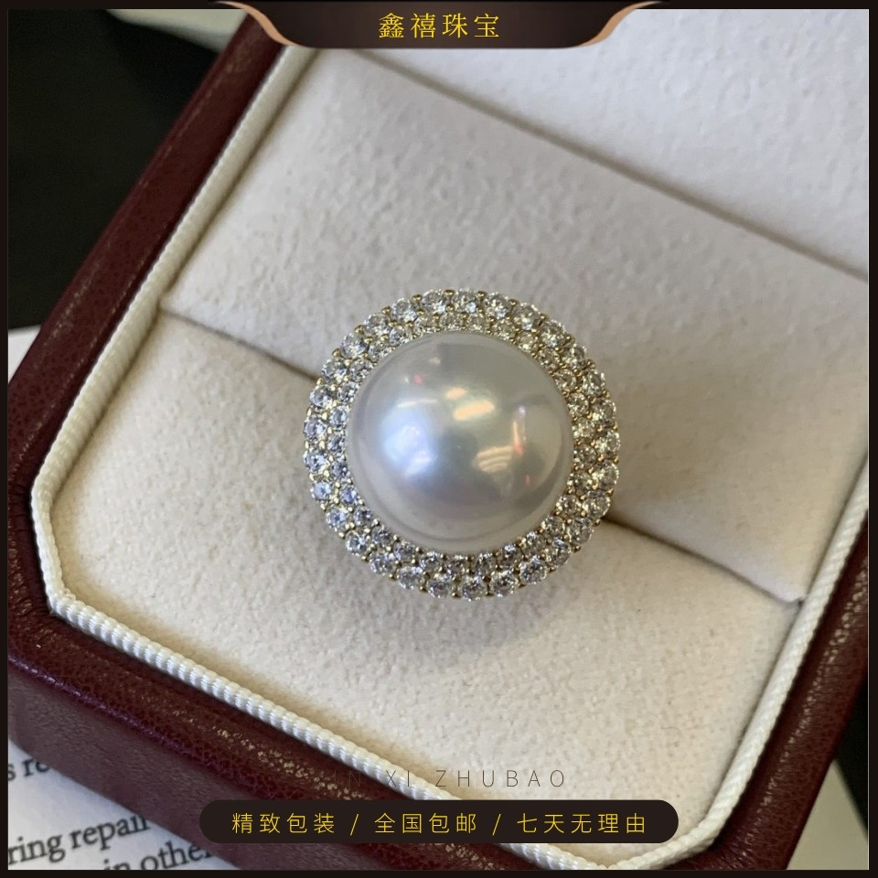 太阳花款爱迪生天然珍珠纯银戒指