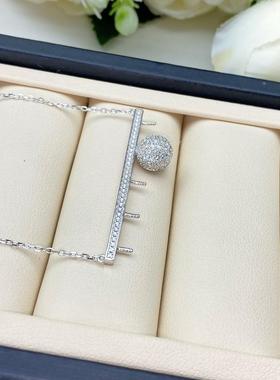 DIY配件S925纯银项链平衡木多珠