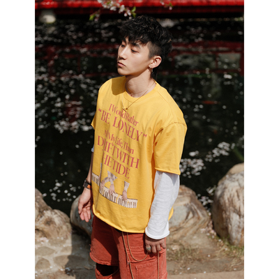 Libertyline25ss美式街头海上钢琴师slogan印花短袖T恤vintage