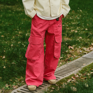 Liberty line26ss重磅高密帆布水洗立体口袋直筒阔腿工装裤cargo