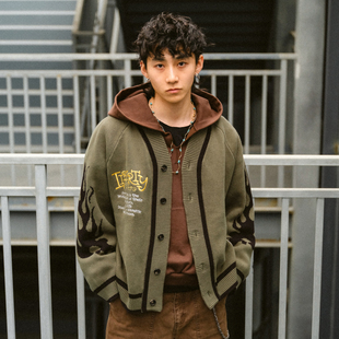 Liberty line26ss美式学院风格街头元素混搭刺绣字母重磅针织开衫