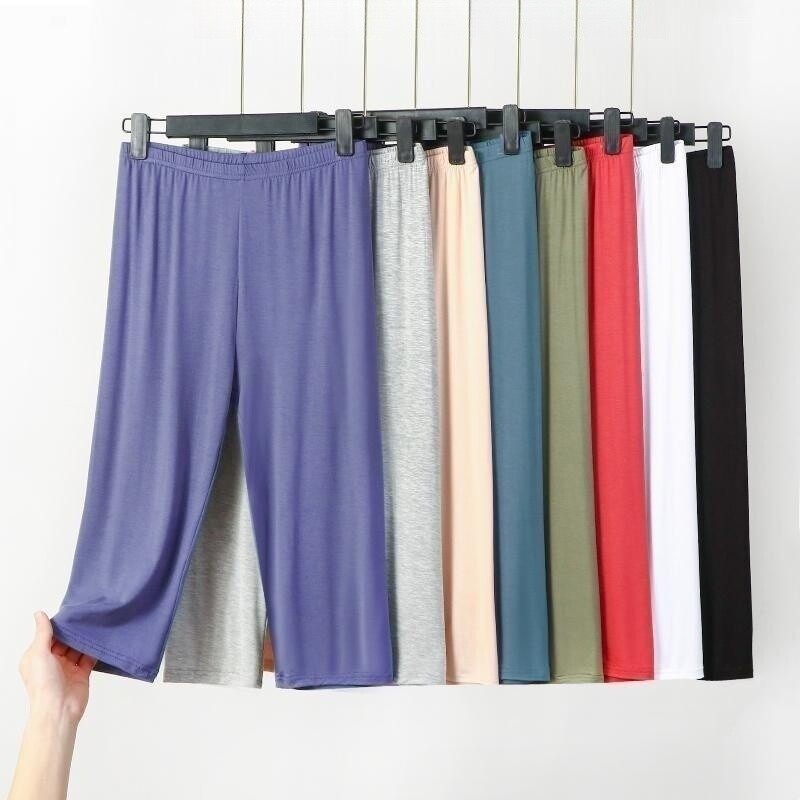 莫代尔大码防走光安全裤宽松显瘦打底裤女夏季纯色简约休闲七分裤