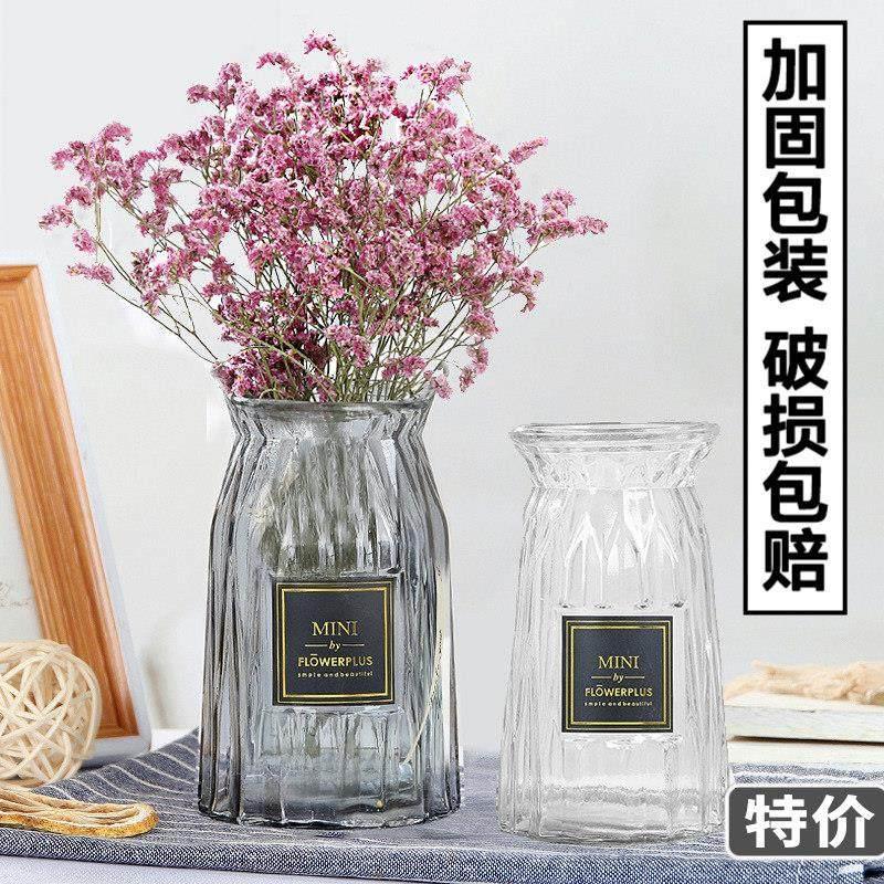 家用欧式简约装饰插花瓶摆件客厅创意摆设透明玻璃瓶干花绿萝瓶子