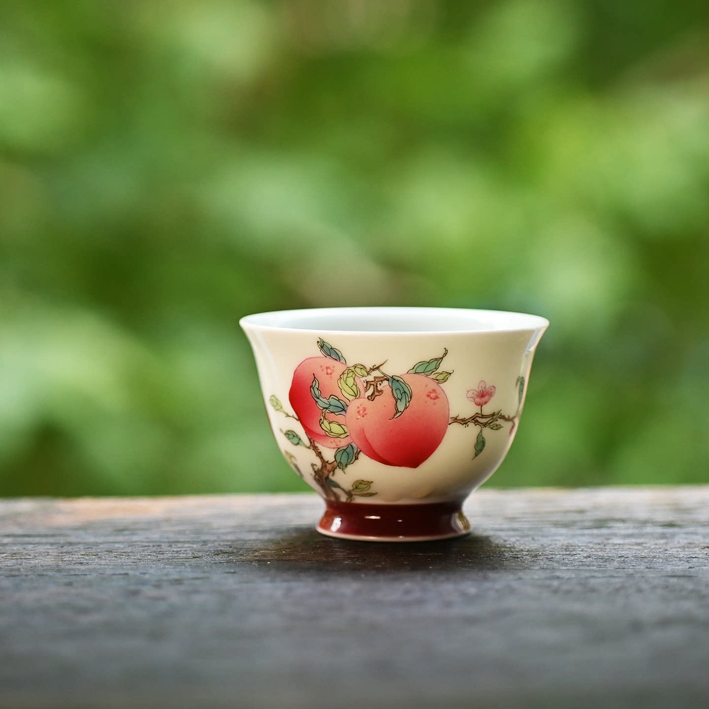 卿山茶器 粉彩寿桃主人杯 纯手工手绘景德镇陶瓷中式品茗杯80ml