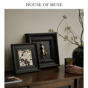 缪斯家 中古风壁饰立体实木复古挂画含框客厅书房卧室玄关装饰画