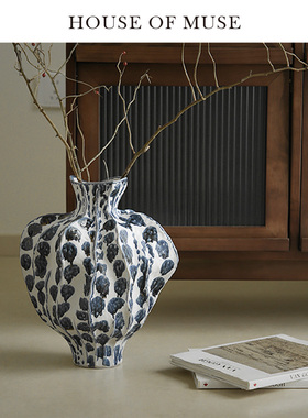 缪斯家 东方巴黎/”鎏墨斑青“手工陶瓷瓶艺术花瓶复古花器摆件