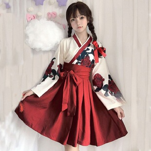 虞美年纪念款山茶花之恋大正少女东方复古套装和风和服汉元素