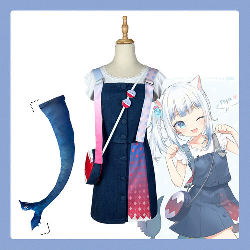 Hololive虚拟主播GawrGura噶呜古拉cos服装软萌可爱喵鲨鱼娘套装