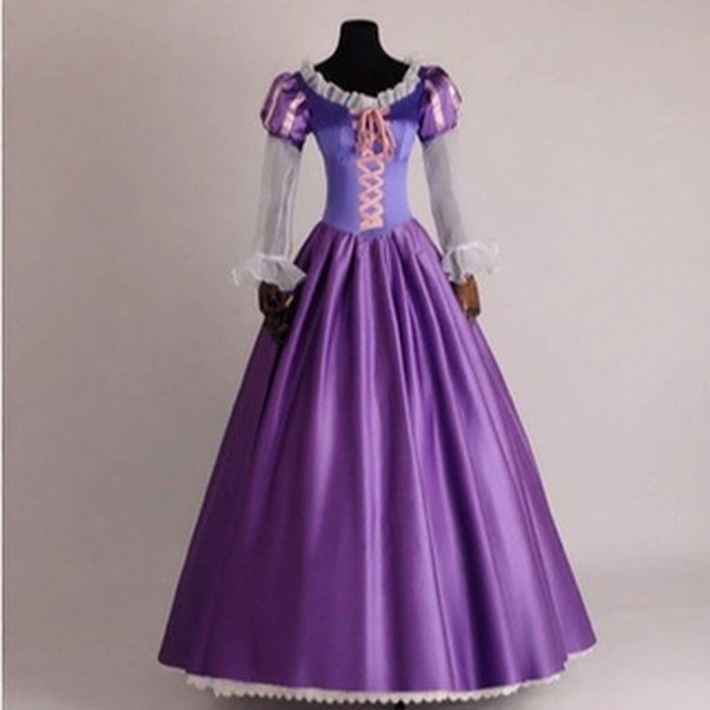 万圣节成人魔法奇缘cosplay长发公主乐佩公主紫色长裙舞会演出服