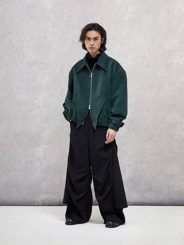 刺刃领破骨结构廓形夹克外套