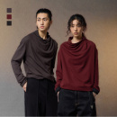 芸蚁〔三峡好人〕超垂顺肌理棉混纺多形态荡领拼色打底长袖T恤