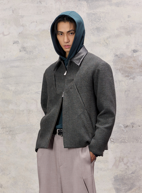 芸蚁〔桎梏〕定织编织领撞色拼接分割破骨结构肌理夹克