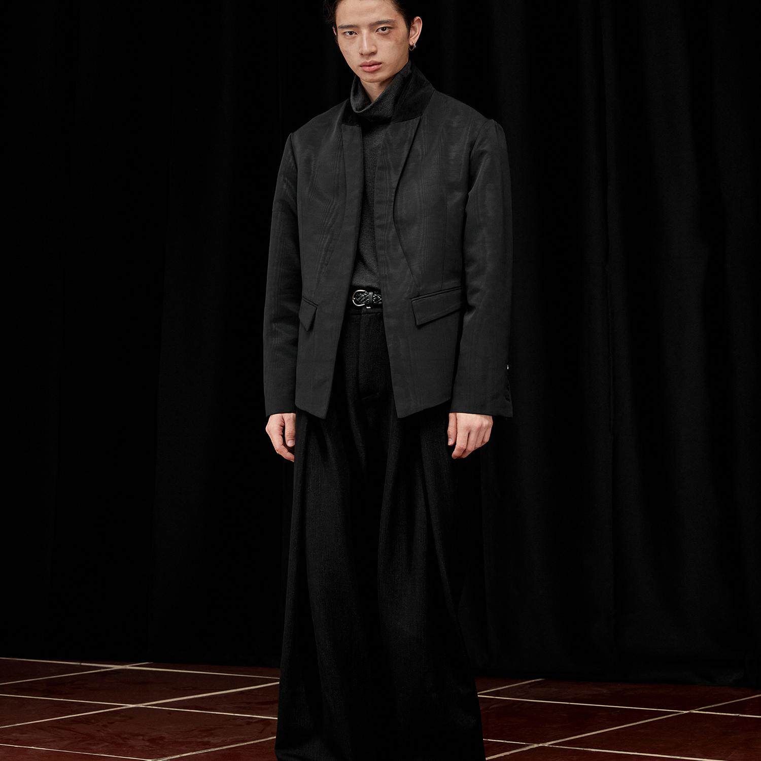 高定款* 芸蚁「吸煙」水波纹材质劣绅装结构吸烟夹克西装