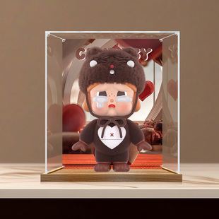 泡泡玛特CRYBABY哭娃透明展示盒哭娃公仔手办防尘收纳盒