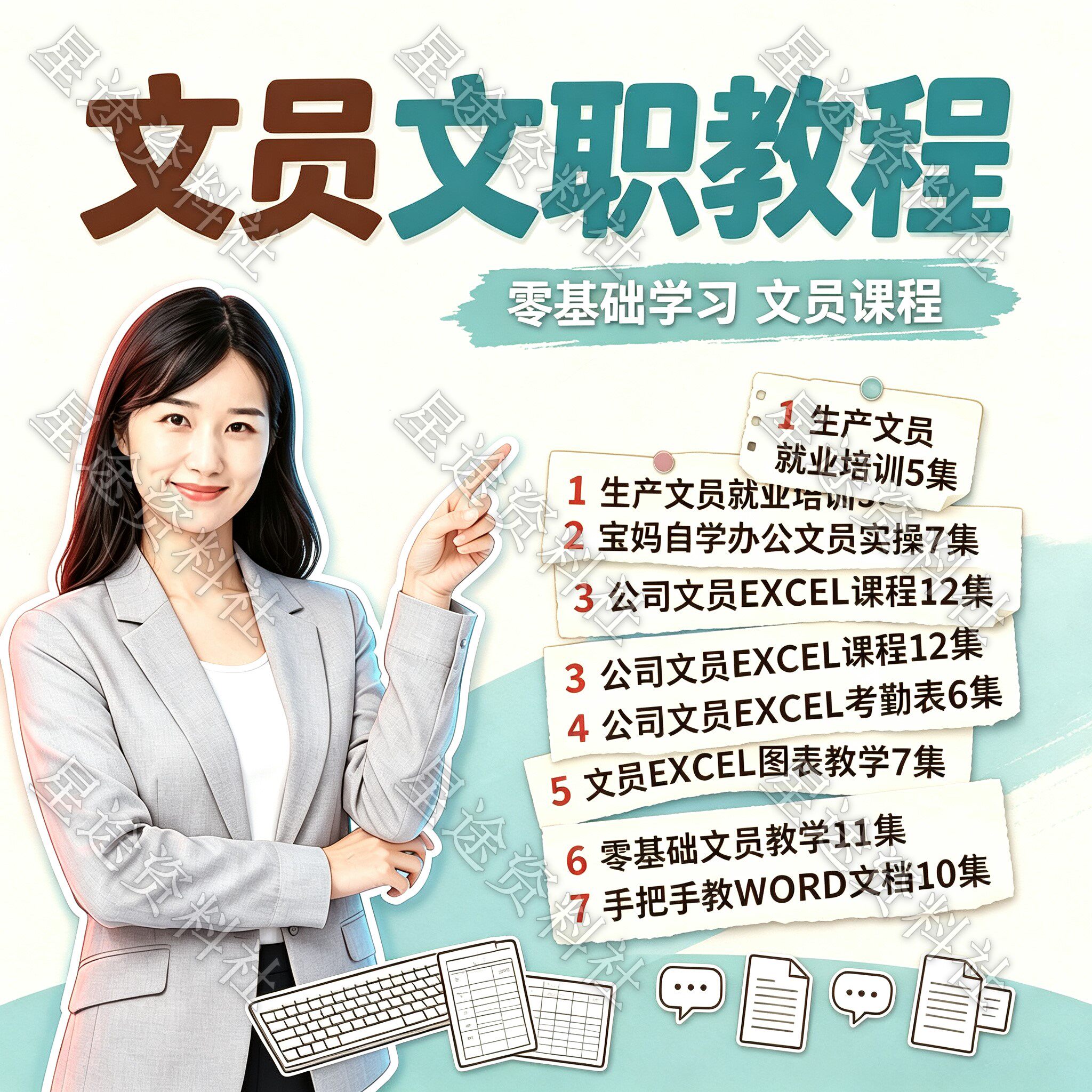 零基础女生文员文职视频教程办公软件excel考勤表格制作培训课程