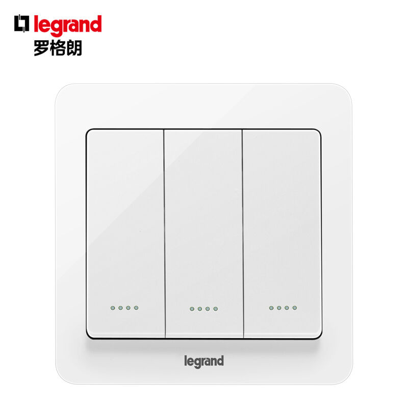 罗格朗（LEGRAND）逸典玉兰白色三开双控开关面板带荧光