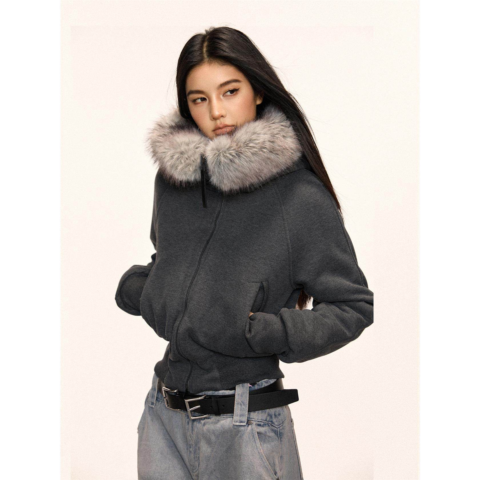 Cherry melody美式连帽棉服外套女短款毛领夹克修身秋冬覆古外套,个性定制/设计服务/DIY,棉服工装,淘宝优惠券,粉丝福利购,淘宝优惠卷