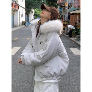 棉服女款冬季外套2025新款学生小个子宽松加厚保暖派克服棉衣棉袄