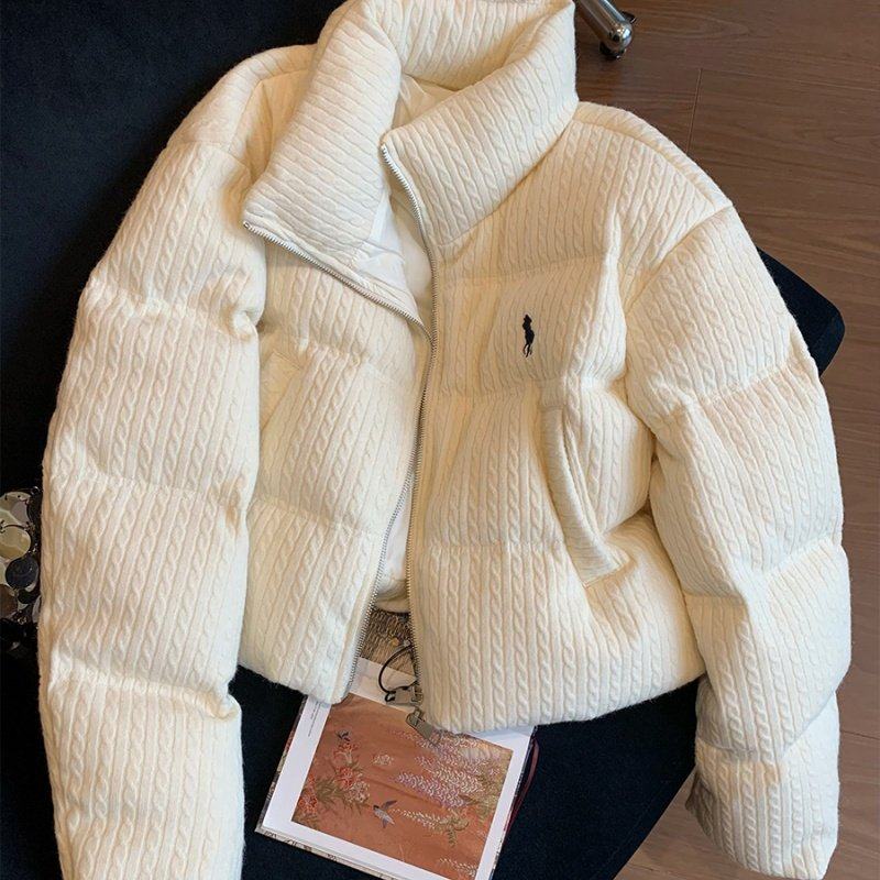 时尚高端立领肌理感白色短款棉服外套男女秋冬韩系小众百搭面包服,个性定制/设计服务/DIY,棉服工装,淘宝优惠券,粉丝福利购,淘宝优惠卷