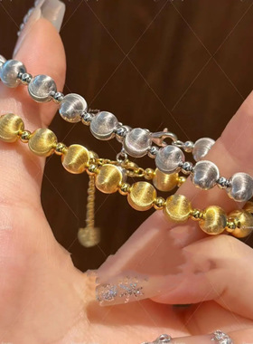 法国gentle motto灯泡高光拉丝猫眼项链手链    高品质金光闪闪