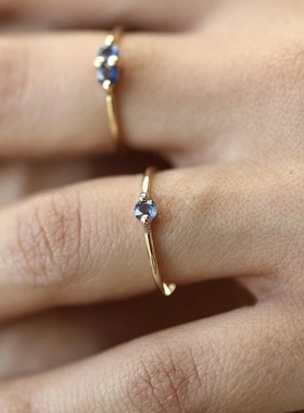 法国Gentle Motto克罗地亚设计镀925仿蓝宝石极简中性可叠加纤细