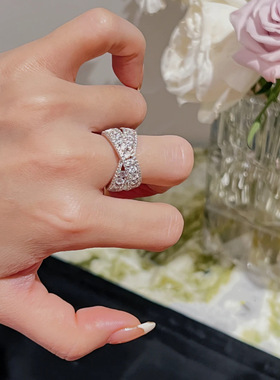 法国gentle motto设计百搭交叉镶嵌锆石戒指  高品质个性风格