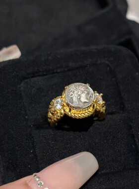 法国gentle motto雅典娜之爱立体古币百搭戒指  高品质不掉色