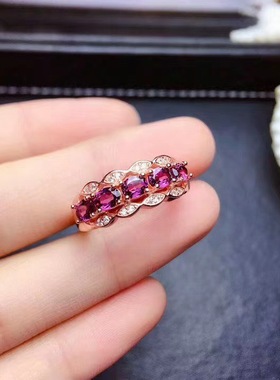 法国Gentle Motto仿镁铝石榴石戒指红宝石戒指女镀925时尚个性